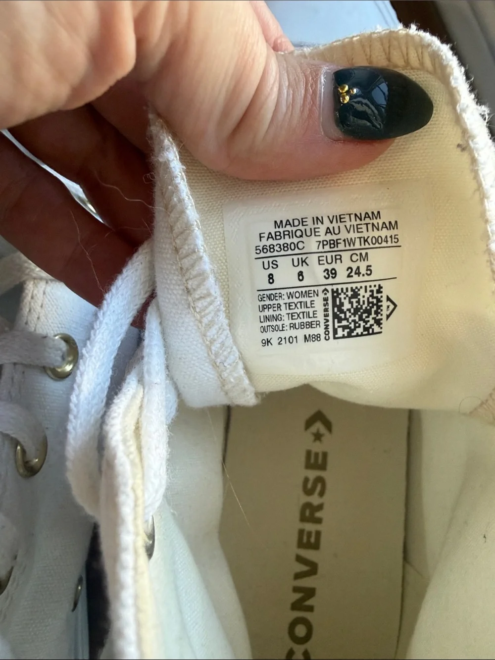 Converse White High-Top Canvas Sneakers with Gold Eyelets